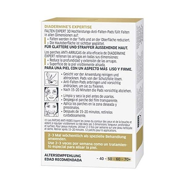 Diadermine Lot De 12 Patchs Anti-Rides Avec Activateur Hyaluronique , Unité Lot 1 Crème Jour et Nuit