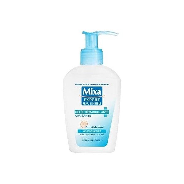 MIXA - Gelée Démaquillante Douceur et Fraicheur 125ml - Soins Quotidiens pour une Peau Propre et Purifiée - Lot De 3