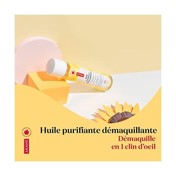 AKANE - Démaquillants & Nettoyants - Huile Démaquillante bio et Purifiante - Douce et non agressive - Nouvel Emballage 2021 -