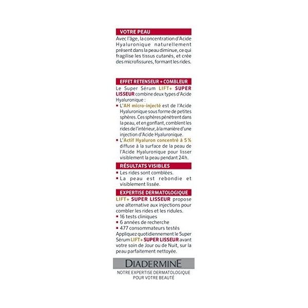 Diadermine - Lift+ - Super Lisseur - Sérum Visage - 30 ml Crème Jour et Nuit