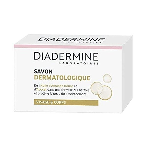 Diadermine - Savon dermatologique visage et corps - Amande Douce et Avocat - 100 g Crème Jour et Nuit