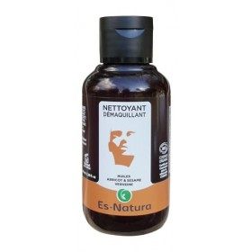 ES-NATURA NETTOYANT/DÉMAQUILLANT senteur Verveine 2en1: Liniment, base Huile BIO noyaux d’Abricot et sésame, démaquille netto