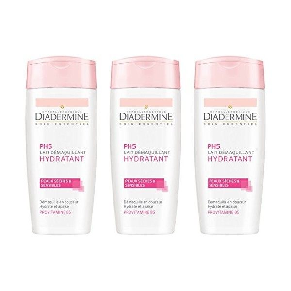 Diadermine - Lait Démaquillant Visage - Hydratant - 200 ml - Lot de 3 Crème Jour et Nuit