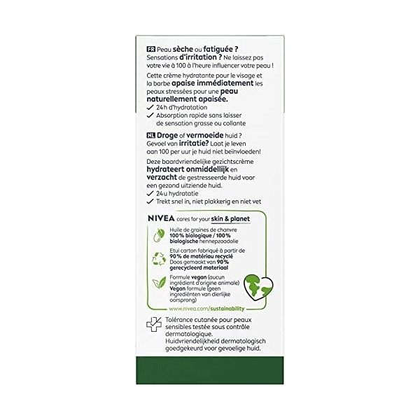 NIVEA MEN Crème hydratante visage ultra-apaisante Sensitive Pro 1 x 75 ml , Crème visage à l’Huile de Chanvre Bio, Soin homm ...
