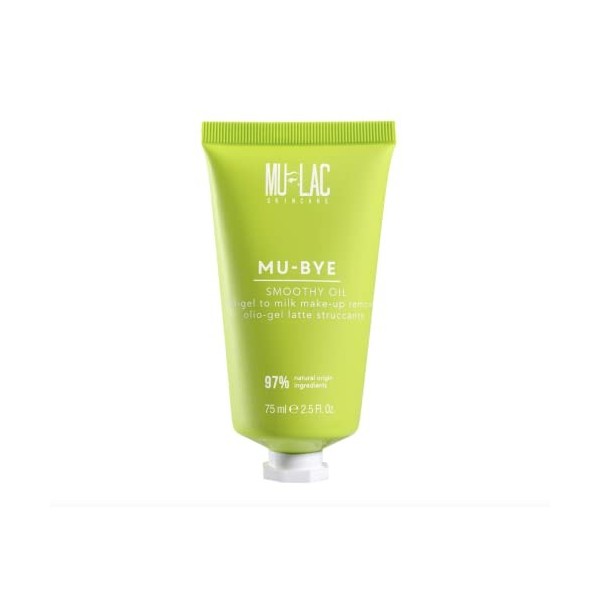 Mulac Cosmetics MU-BYE SMOOTHY OIL Huile Gel Lait Démaquillant à lhuile de tournesol biologique Vegan 75 ml