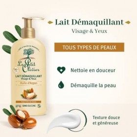 LE PETIT OLIVIER - Lait Démaquillant Visage Et Yeux - Huile dArgan - Lisse & Raffermit - Tous Types De Peaux - 96% DOrigine