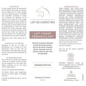 LABORATOIRES COPMED - Lait Visage au Lait de Jument Bio - Lait Hydratant, Adoucissant et Démaquillant - Tous Types de Peaux -