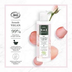 N.A.E. - Lait Démaquillant Nettoyant Visage BIO - Enrichi en Eau de Rose de Damas - Certifié Bio - Formule Vegan - 99 % ding