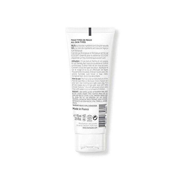 Marilou Bio - Gamme Classic - Soins pour le Visage - Lait Douceur Démaquillant - Tube de 75 ml - Libérée, Délivrée… et Démaqu