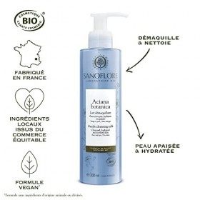 Sanoflore Aciana Botanica - Lait Démaquillant Visage & Yeux Certifié Bio - Hydrolats de Bleuet & dHélianthus – 200 ml