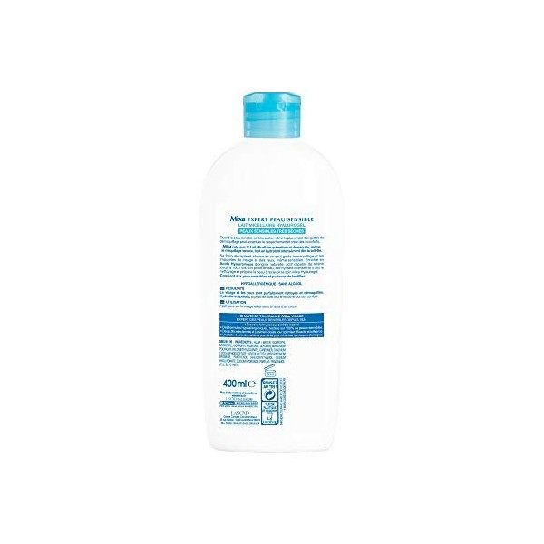 Mixa Expert Peau Sensible - Lait Micellaire Hyalurogel - Visage et Yeux - 400 ml - Lot de 1