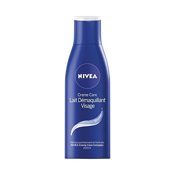 NIVEA Lait Démaquillant Visage Crème Care 2 x 200 ml , lait démaquillant yeux, nettoyant visage inspiré de la crème NIVEA, s