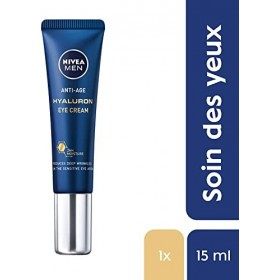 NIVEA MEN Soin Yeux Anti Age 1 x 15 ml , Soin contour des yeux hydratant à l’Acide Hyaluronique, Soin visage anti-rides et r ...