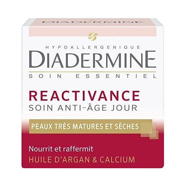 Diadermine - Réactivance - Soin Anti-Age Jour - Huile dArgan - 50 ml Crème Jour et Nuit