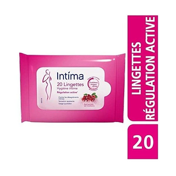 Intima - 20 Lingettes Hygiène Intime - Cranberry - Fraîcheur et anti-désagrément intime