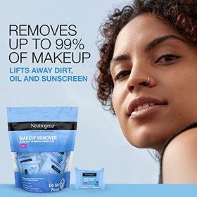 Neutrogena Makeup Remover Facial Cleansing Towelette Singles, Daily Face Wipes to Remove Dirt, Oil, Makeup & Waterproof Masca