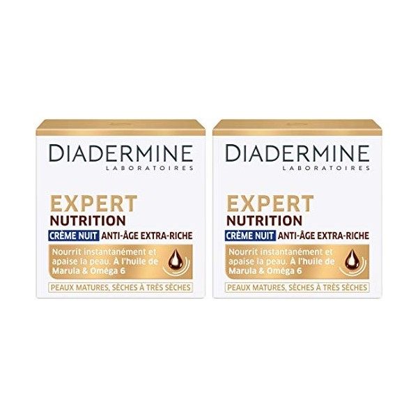 Diadermine - Expert Nutrition 3D - Crème de Nuit - Anti-rides - 50 ml - Lot de 2