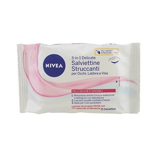 Nivea Eau Lingettes Démaquillantes sèches - Lot de 25