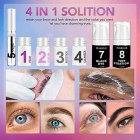 Kit de rehaussement de cils, kit de stratification de sourcils Ofanyia 4 en 1 avec kit de couleur noire kit sourcils noirs po