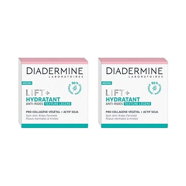 Diadermine - Lift+ Creme Hydratante - Anti Rides Texture Legere - Soin Fermeté - Pro-Collagène et actif Soja - Peaux normales...