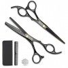 KYG Set 2 Ciseaux Coiffure 6.7 Pouces Professionnels et de Coupe de Cheveux Amincissement en Acier Inoxydable Désépaissir Eff