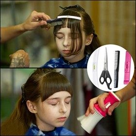 Coupe Cheveux Soi Même Pince dAide à La Coupe de Cheveux 2 Pièces et Peigne à Deux Bouts Ciseaux 2 Pinces DIY Bricolage Tond