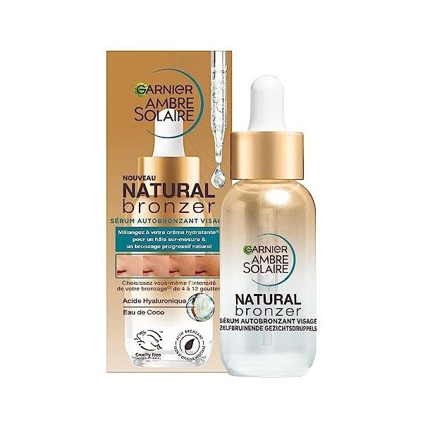 Garnier Ambre Solaire - Sérum Autobronzant Visage Hydratant - Hâle Progressif & Sur-Mesure - Eau de Coco & Acide Hyaluronique...