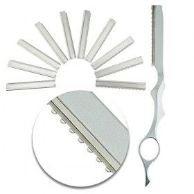 VAGA Lot de 10 outils pour coiffeurs en acier inoxydable, pièces de rechange de lames de rasoir pour couper les cheveux, uste