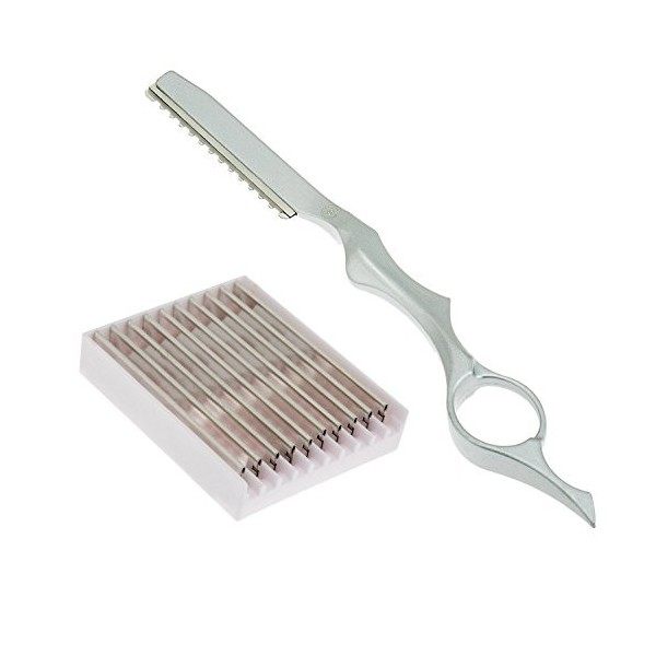 VAGA Lot de 10 outils pour coiffeurs en acier inoxydable, pièces de rechange de lames de rasoir pour couper les cheveux, uste