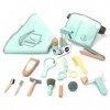 UMU® Kit de Jeu de Coiffeur en Bois pour Enfants avec Sac pour Outils de Coiffure INCL. Cape de Coiffeur, Ciseaux, Lisseur et