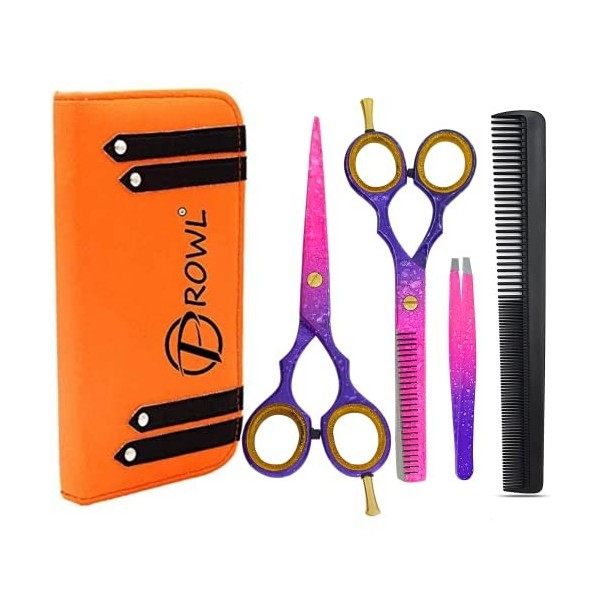 YOUTECH Lot de ciseaux de coiffure professionnels de 6 cm avec cisailles, fournitures de coiffure et kit de coupe de cheveux