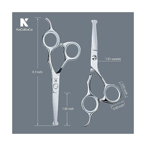 KaCaKaCa Ciseaux de coupe de cheveux professionnels à pointes rondes, 15,5 cm, pour bébés et enfants, avec étui, ciseaux de c