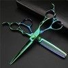 JIESENYU Lot de 1 paire de ciseaux de coiffeur professionnels haut de gamme en acier 440C Vert 15,2 cm