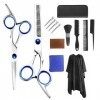 GAYISIC Ciseaux Coiffure Professionnels, 14 Pcs Kit de Ciseaux de Désépaissir, Cape de Coiffeur, Ciseaux de Coiffure en Acier