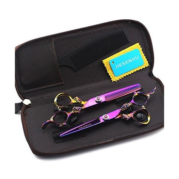 JIESENYU Ciseaux de coiffure professionnels ciseaux japonais en acier inoxydable 6 pouces coupe amincissement cisaille à chev