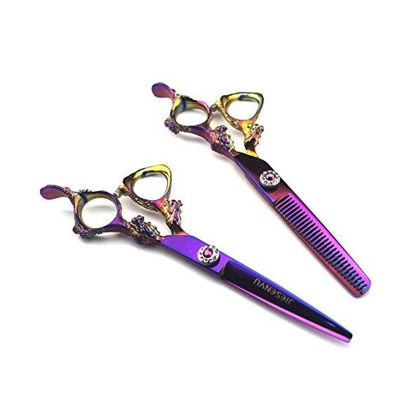 JIESENYU Ciseaux de coiffure professionnels ciseaux japonais en acier inoxydable 6 pouces coupe amincissement cisaille à chev