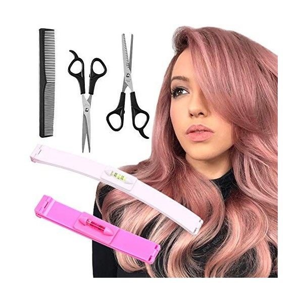 YMHPRIDE Lot de 5 outils de coupe de cheveux professionnels à la maison pour les coupes de cheveux, les franges, les bandes, 