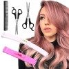 YMHPRIDE Lot de 5 outils de coupe de cheveux professionnels à la maison pour les coupes de cheveux, les franges, les bandes, 