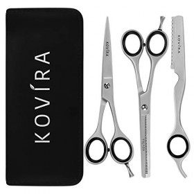 Kovira Ciseaux de Coiffure Professionnel 3 Pcs - Ciseaux de Coiffeur Longueur Totale 16,5 cm - Ciseaux Cheveux Parfaitement A