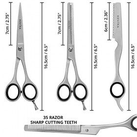 Kovira Ciseaux de Coiffure Professionnel 3 Pcs - Ciseaux de Coiffeur Longueur Totale 16,5 cm - Ciseaux Cheveux Parfaitement A