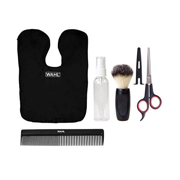 Wahl Kit daccessoires de coupe de cheveux 6 pièces, kit de coupe de cheveux professionnel avec ciseaux de coupe, brosse à co