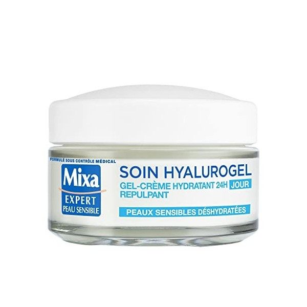Mixa Expert Peau Sensible - Hyalurogel - Gel-Crème Hydratant Intensif 24H - 50 ml Crème Jour et Nuit