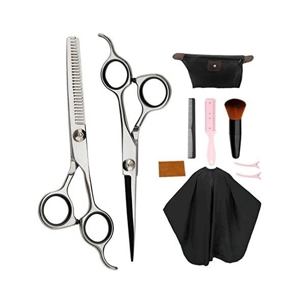 Pro Hairdressing Scissors Hair Capes Comb Salon Shears Set Black