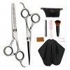 Pro Hairdressing Scissors Hair Capes Comb Salon Shears Set Black