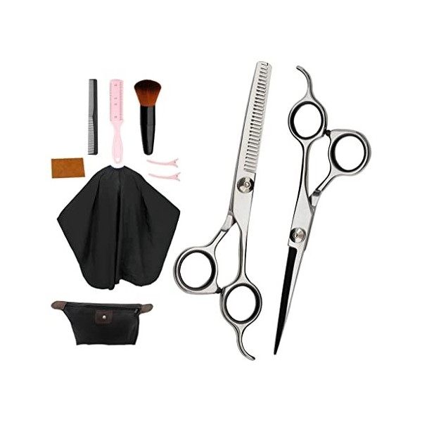 Pro Hairdressing Scissors Hair Capes Comb Salon Shears Set Black