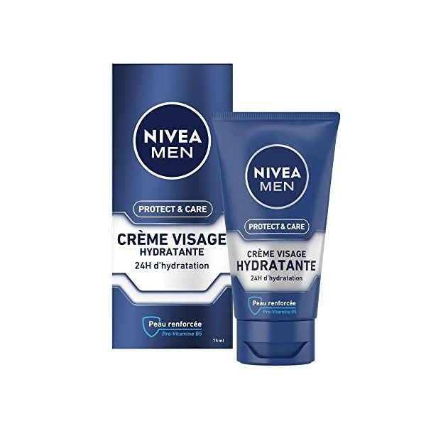 NIVEA MEN Protect & Care Soin Confort Hydratant 1 x 75 ml , Soin visage enrichi en Vitamine B5 et Aloe Vera, Crème Hydratant ...