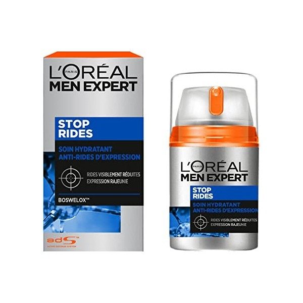 LOréal Men Expert - Soin Hydratant Visage Anti-Âge & Anti-Rides dExpression pour Homme - Usage Quotidien - Technologie Bosw