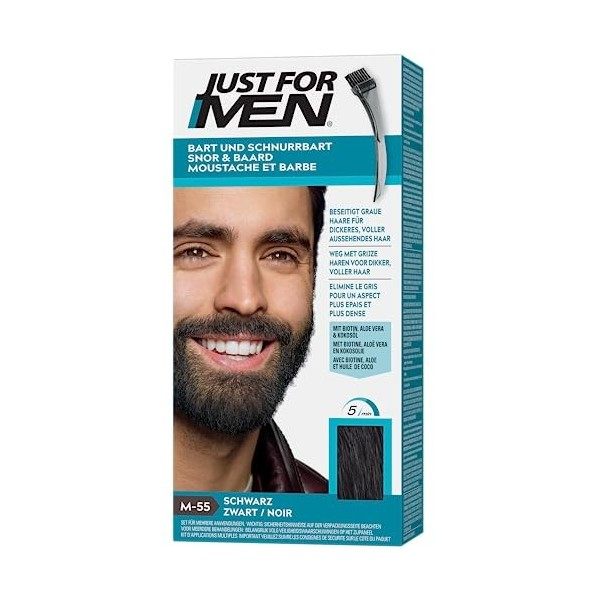 Just For Men Teinture Barbe Châtain Foncé, Coloration Moustache Et Barbe Homme, Élimine Les Poils Blancs Pour Un Résultat Plu