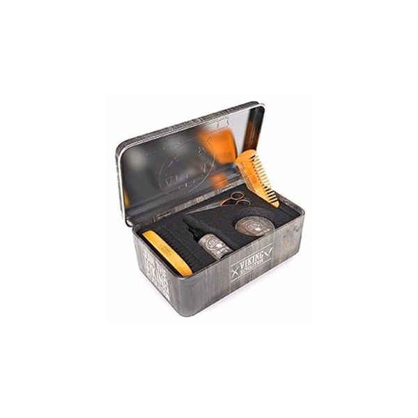 Viking Revolution Kit Barbe Homme - Inclus Brosse Barbe en Poils de Sanglier, Peigne Barbe en Bois, Baume Barbe & Huile Barbe