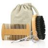 Kit de soins de barbe pour homme, brosse à barbe naturelle et peigne à barbe, ciseaux, papa, mari, ami, soin et garniture, ca